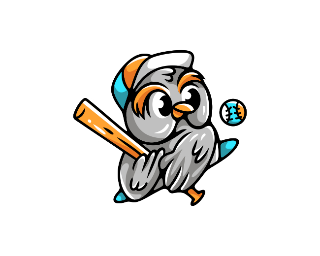 Owl Sports Baseball Mascot Logo
