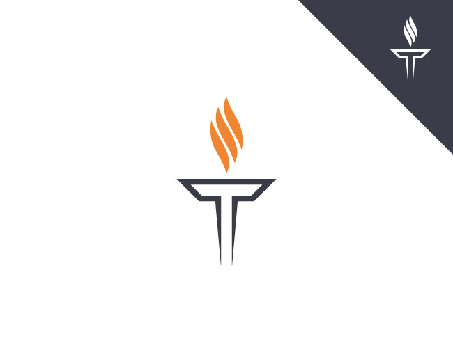 Torch Letter T Logo