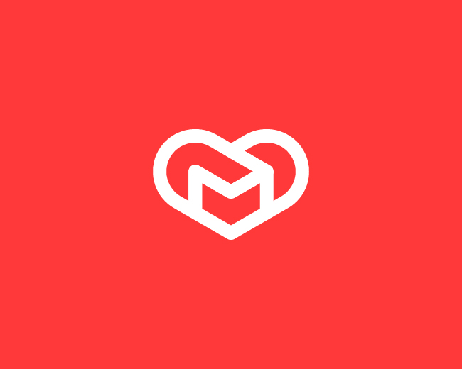 Abstract Heart Letter M Logo