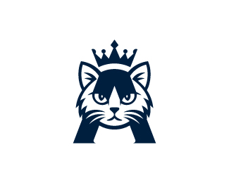 Letter A Cat Crown Logo