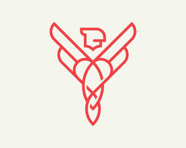 Monoline Eagle Heart Logo