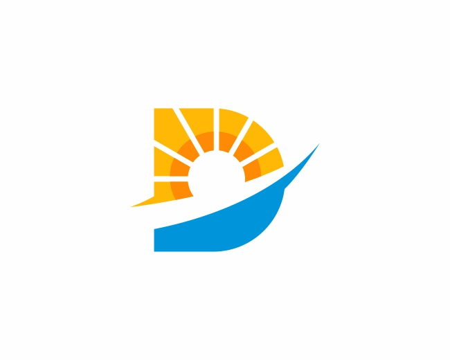 D Letter Travel Sun Logo