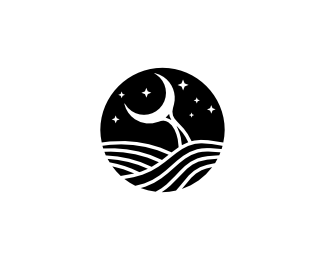 Mermaid Tail And Moon Logo