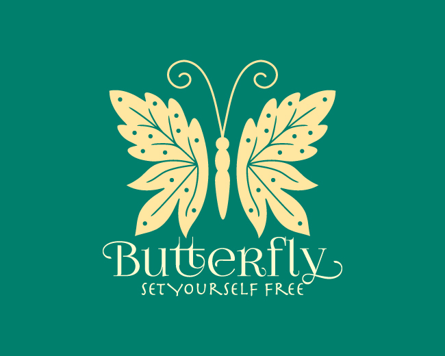 Logopond - Logo, Brand & Identity Inspiration (Green Leaf Butterfly Logo)