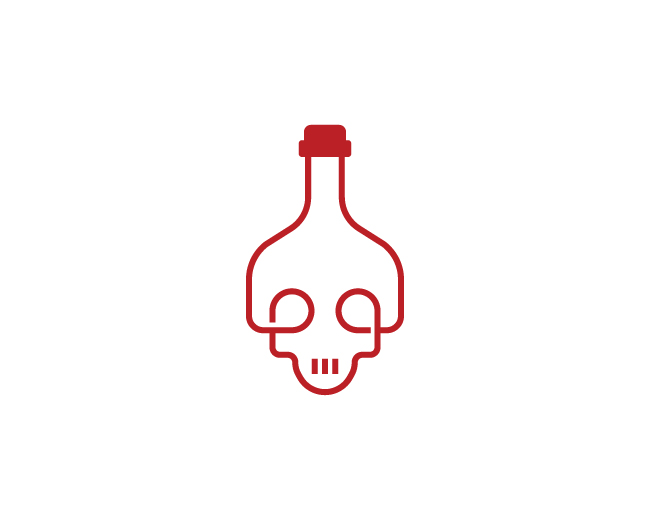 Creative Bottle Skull Logo Drink Beverage Wine Bra
