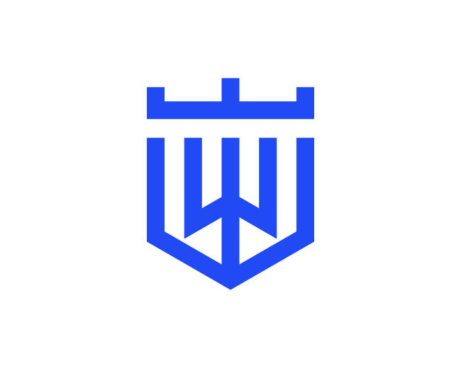 Letter W Shield Trident Crown Logo