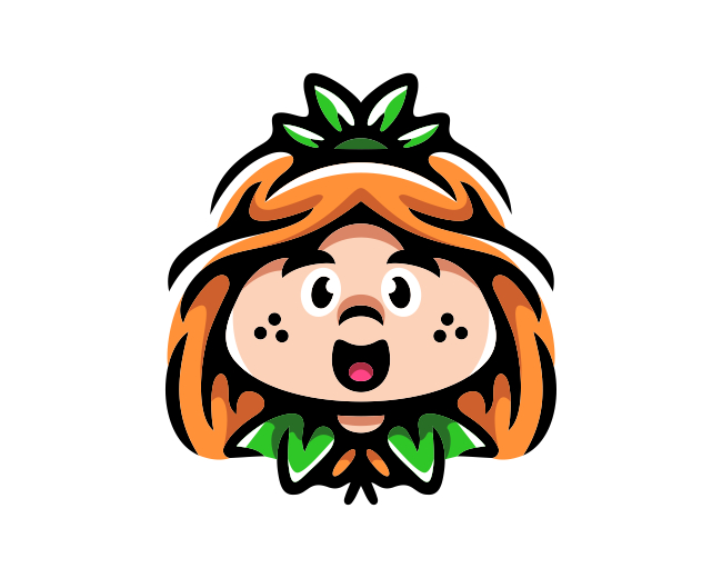 Cute Orange Leaf Girl Logo