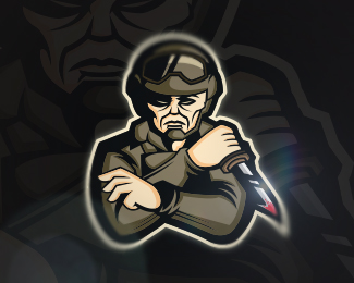 Soldier Knifing Mascot Logo Design