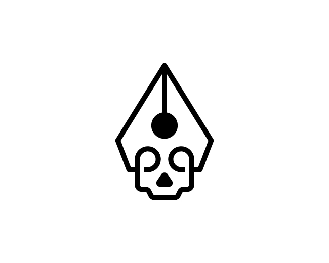 Modern Simple Skull Pen Monoline Logo