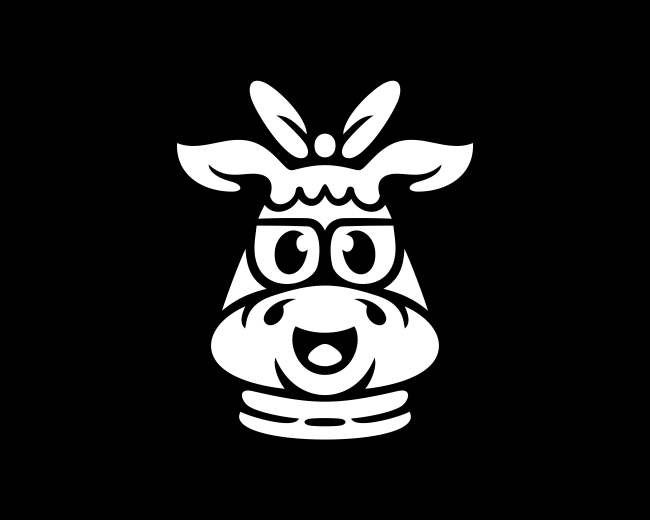 Monochrome Cute Glasses Cow Logo