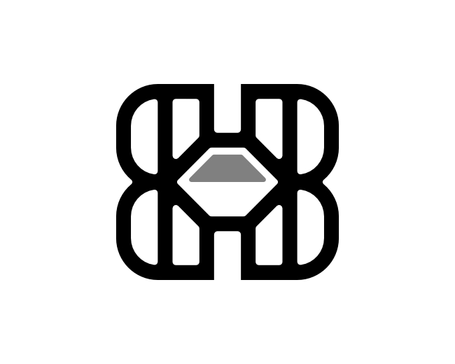 Letter HB Initial BH Diamond Stone Monogram Logo