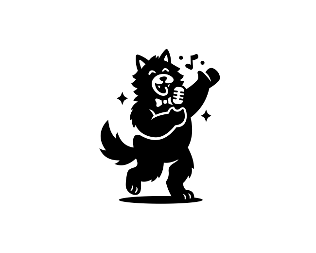 Cheerful Singing Wolf Logo Mascot