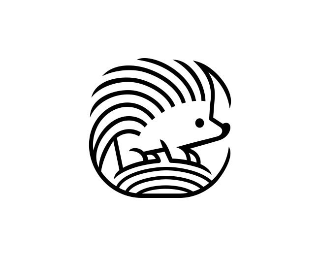 Cute Hedgehog Outline Character Logo