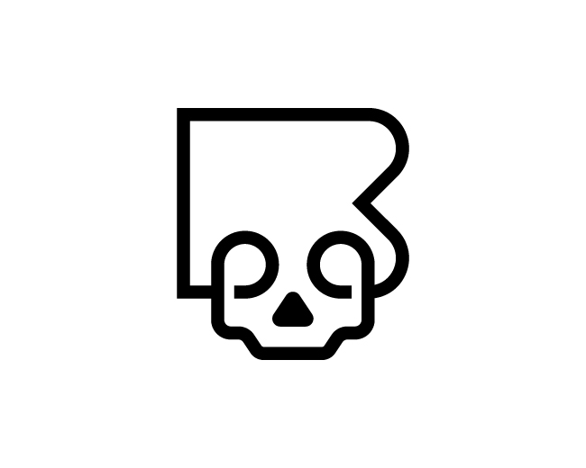 monoline monogram letter B skull logo