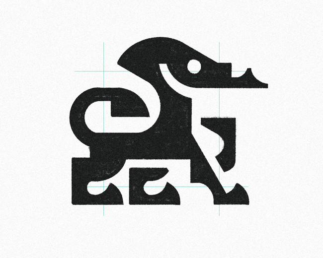Mythical Lion Python Creature  logomark design