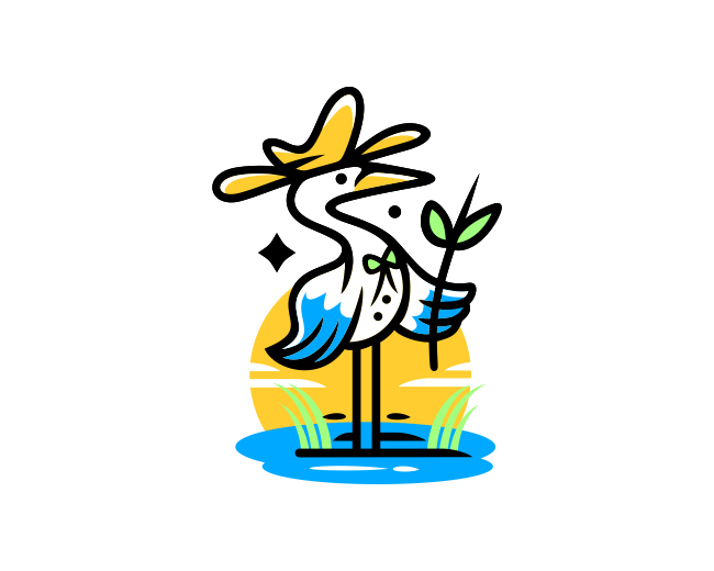 Pelican Lake Cartoon Character Logo