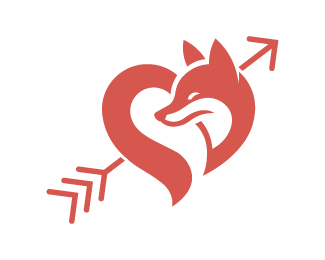 Unique fox and love logo