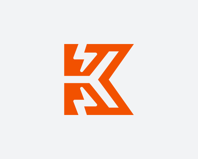 Letter K Thunder Logo