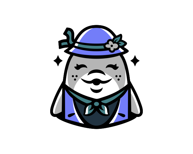 Cute Girl Dolphin Character Logo