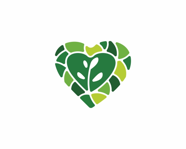 Heart Mosaic Plant Logo