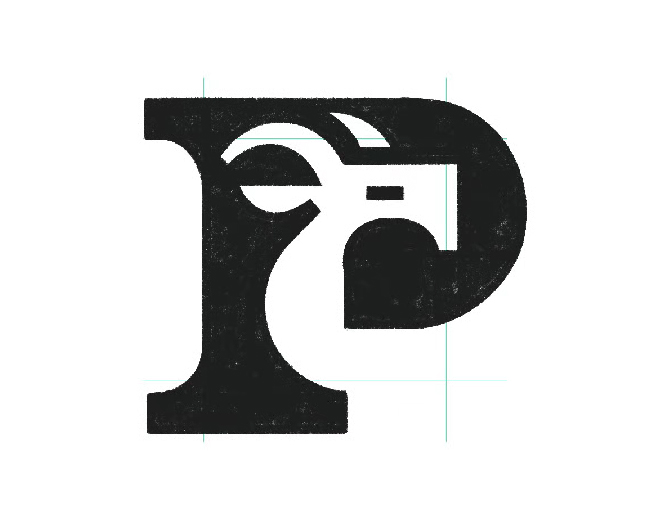 negative space letter P goat logo