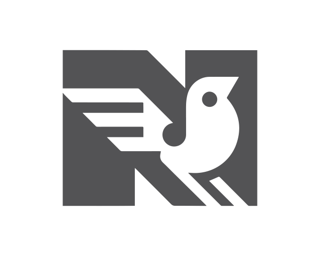 Solid letter N sparrow bird  typography ready-made