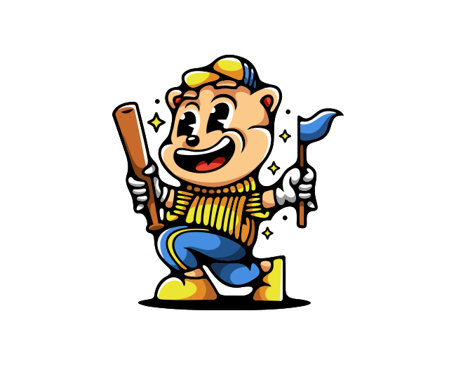 Cute Mascot Baseball Flag Logo