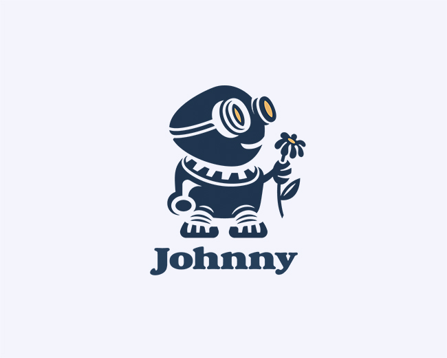 Robot And Flower Logo