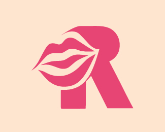 Modern Letter R With Lips Logo