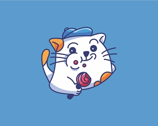 Cat Candy Lollipop Logo