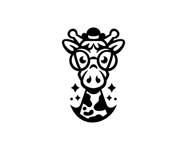 Classic Giraffe Smart Character Logo