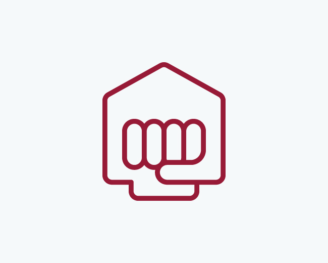 Red Modern House Skull Logo