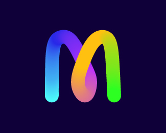 Modern Gradient blending colorful m letter logo
