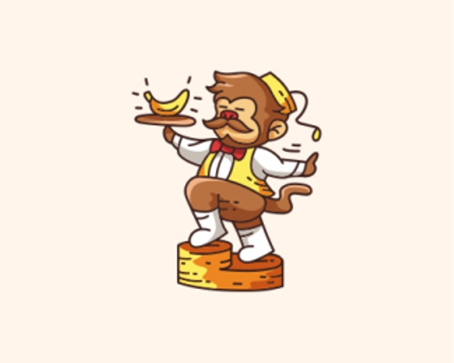 Monkey Waiter Mascot Logo