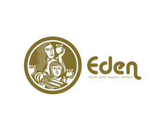 Eden Fresh Organic Local Produce Logo Retro