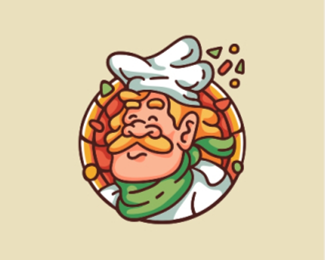Oldman Pizza Chef Logo