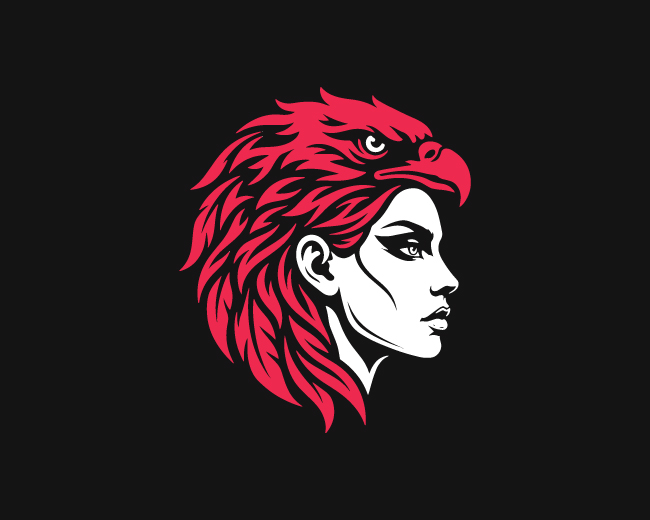 Minimal Bold Eagle With Girl Logo