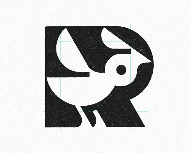 Negative Space Letter D Bird logomark design