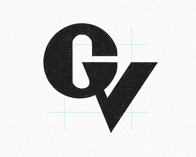 G V monogram typography logomark design