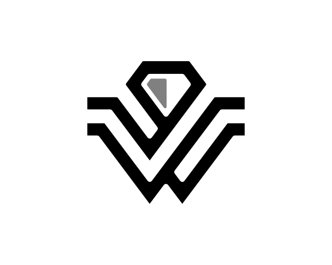 Letter W Diamond Stone Monogram Logo
