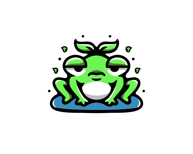 Cute Water Frog Leaf Logo