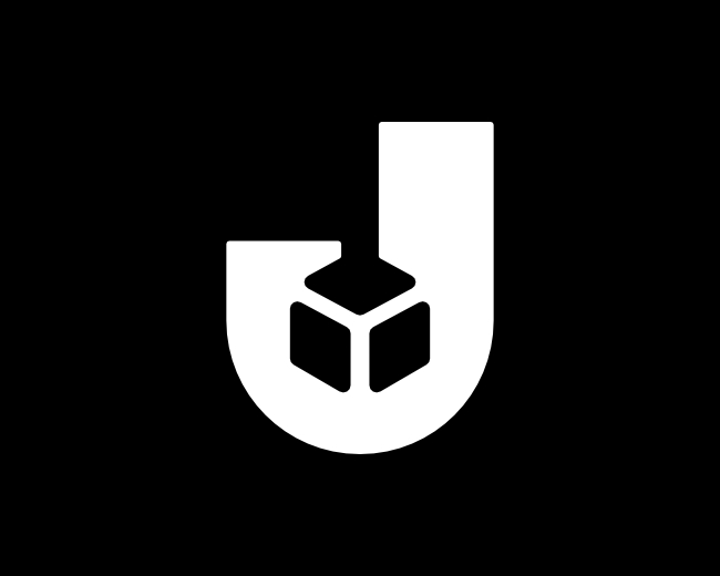 Letter J Cube Geometric Line Monogram Logo