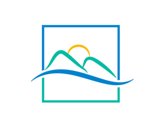 Minimal Mountain and Sun Logo for Travel & Resorts