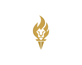 Lion Flame Torch Logo