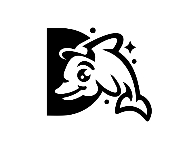 Cute Letter D Dolphin Logo