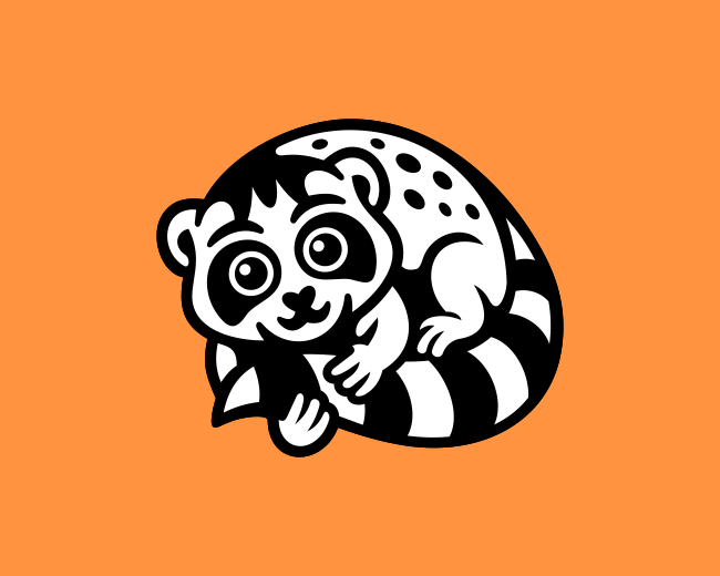 Cute Tail Loris Mascot Logo