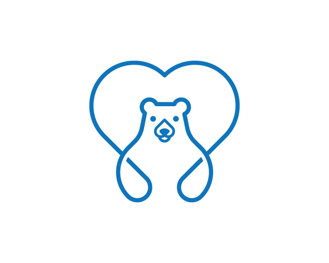 minimal monoline bear hear abstract logo