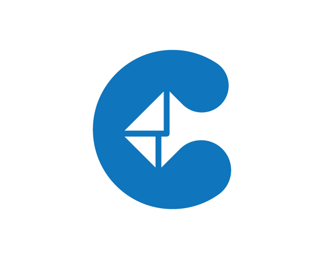 modern negative space letter C with mail logo