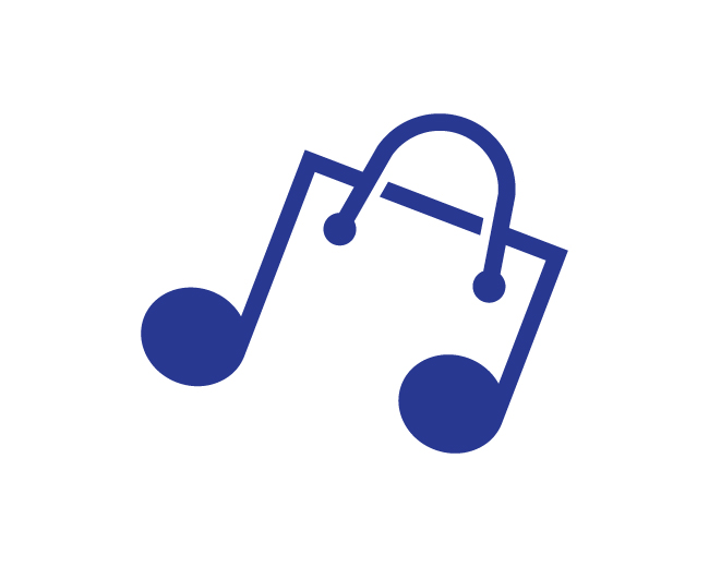 minimal music note shopping bag logo