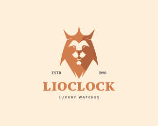 Lioclock logo, royal lion logo